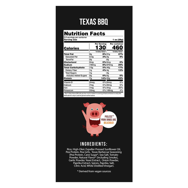 Outstanding Foods Texas BBQ Pigless Pork Rinds 3.5oz