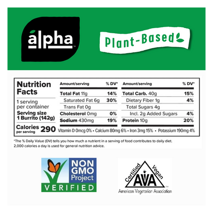 Alpha Foods Frozen Plant Based Chik'N Fajita Burrito 1ct 5oz