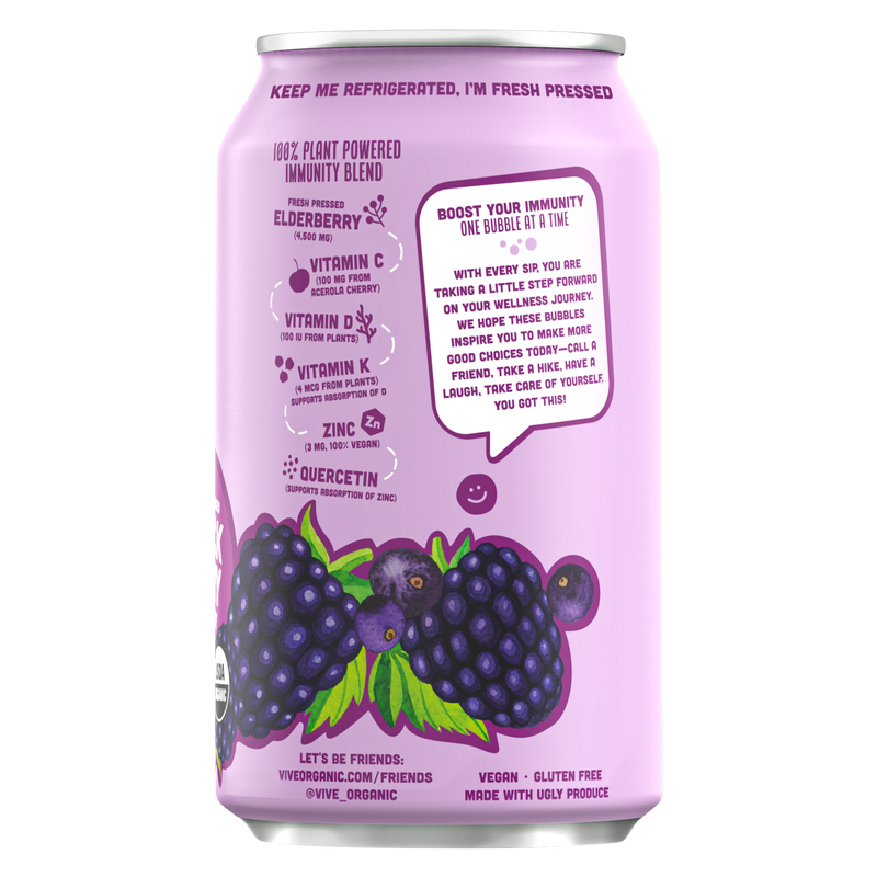 Vive Organic Sparkling Immunity Blackberry Elderberry 12oz