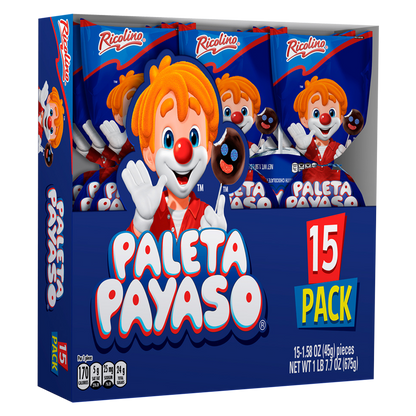 Ricolino Paleta Payaso Mini 15ct