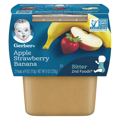 Gerber 2nd Foods Apple Strawberry Banana Baby Food 4oz 2ct