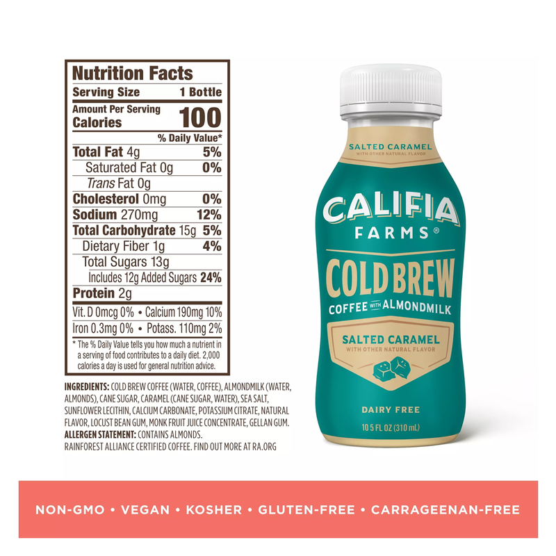 Califia Farms Salted Caramel Cold Brew Coffee with Almond Milk 10.5oz