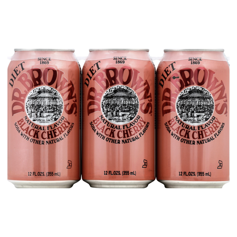 Dr. Brown's Black Cherry Diet Cream Soda 6pk 12oz Can
