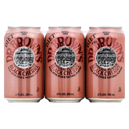 Dr. Brown's Black Cherry Diet Cream Soda 6pk 12oz Can