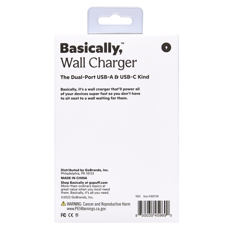 Basically, Charging Bundle USB-C to USB-A Cable with Dual-Port USB and USB-C Wall Charger