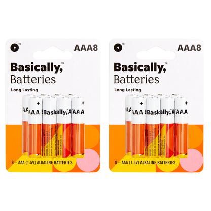Basically, 8ct AAA Alkaline Batteries (Pack of 2)
