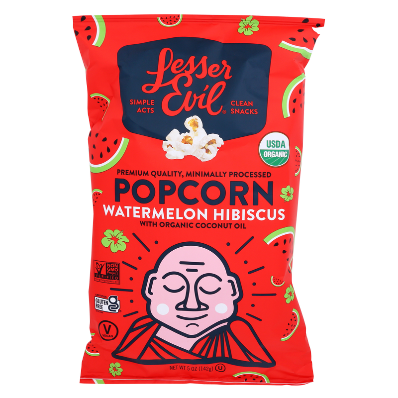 LesserEvil Watermelon Hibiscus Organic Popcorn 5oz