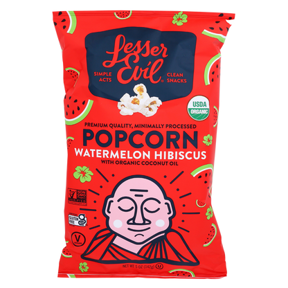 LesserEvil Watermelon Hibiscus Organic Popcorn 5oz