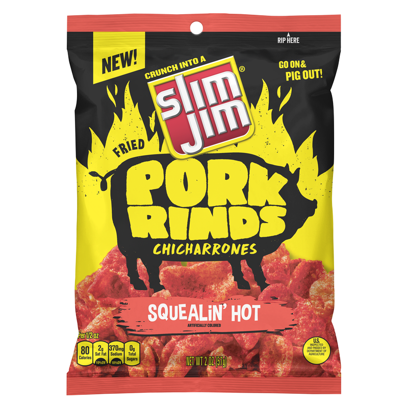 Slim Jim Squealin' Hot Pork Rinds 2oz