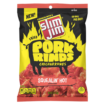 Slim Jim Squealin' Hot Pork Rinds 2oz