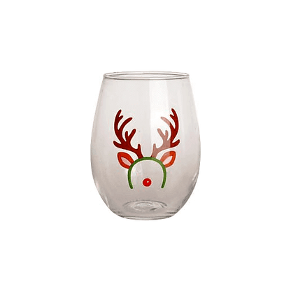 Gibson Holiday Stemless Wine Glass - Reindeer 18oz