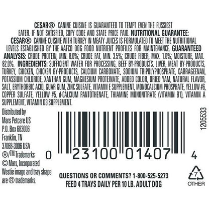 6 Ct Cesar Cuisine Turkey Wet Dog Food 3.5oz