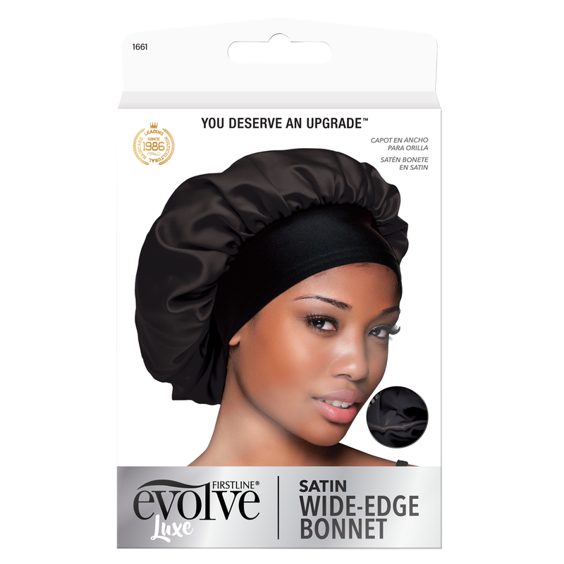 Evolve Satin Wide-Edge Black Bonnet