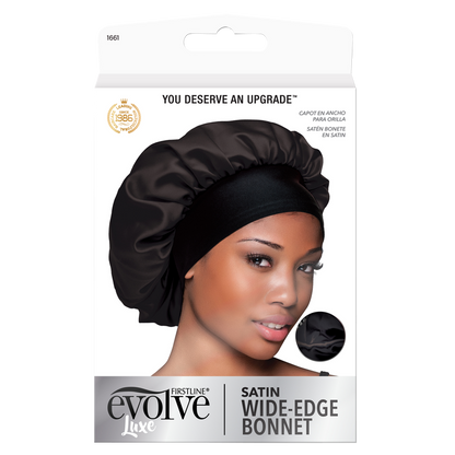Evolve Satin Wide-Edge Black Bonnet