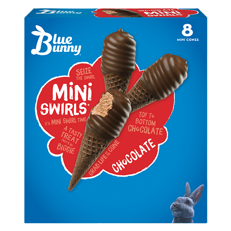 Blue Bunny Chocolate Mini Swirls Dipped Cones 8ct 18oz
