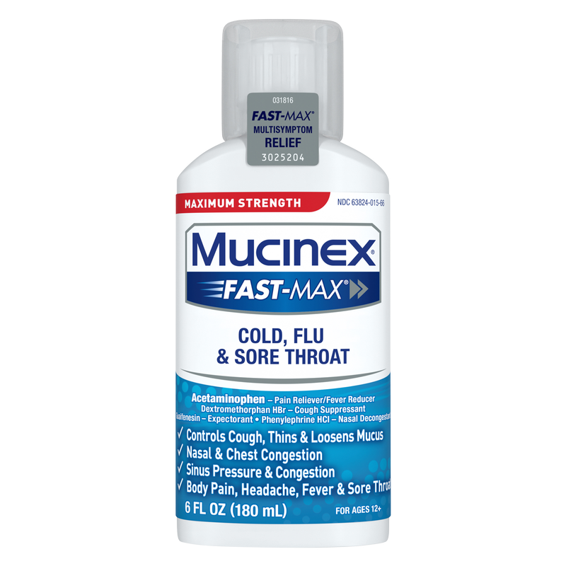 Mucinex Fast-Max Max Strength Cold Flu & Sore Throat Relief Liquid 6oz