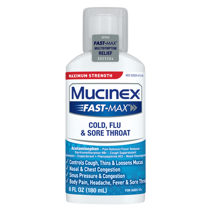 Mucinex Fast-Max Max Strength Cold Flu & Sore Throat Relief Liquid 6oz