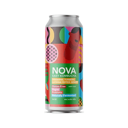 NOVA Easy Kombucha Tangerine Turmeric Ginger Single 16oz Can