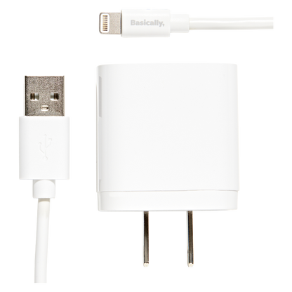 Basically, Charging Bundle Lightning to USB-A Cable with Dual-Port USB and USB-C Wall Charger