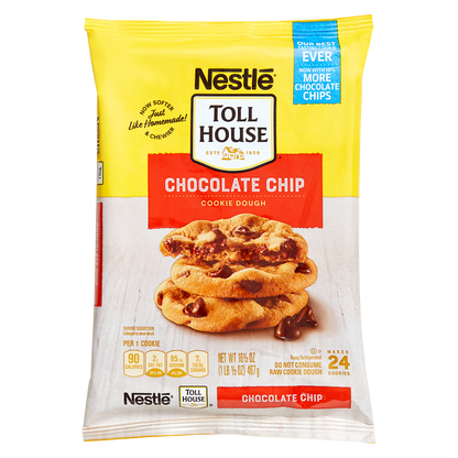 Nestle Toll House Chocolate Chip Cookie Ready to Bake Dough 24ct 16.5oz - 2 Pack Bundle