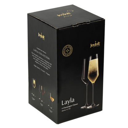 Layla Crystal Champagne Glasses 6.7oz 4pk