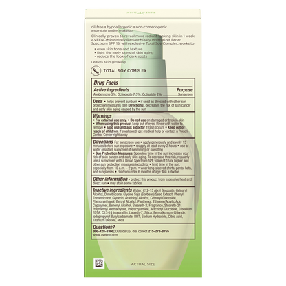 Aveeno Positively Radiant Daily Face Soy Moisturizer SPF 15 4oz