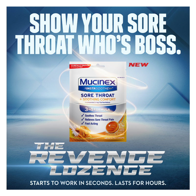 Mucinex InstaSoothe Sore Throat + Soothing Comfort Honey & Echinacea Medicated Drops 20ct