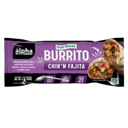 Alpha Foods Frozen Plant Based Chik'N Fajita Burrito 1ct 5oz