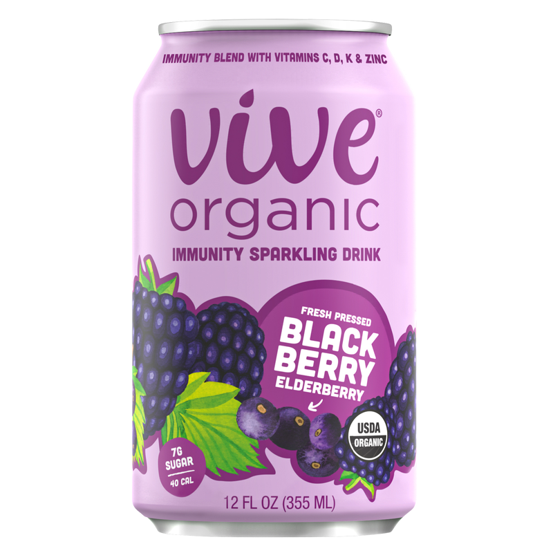 Vive Organic Sparkling Immunity Blackberry Elderberry 12oz
