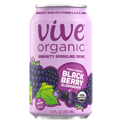 Vive Organic Sparkling Immunity Blackberry Elderberry 12oz