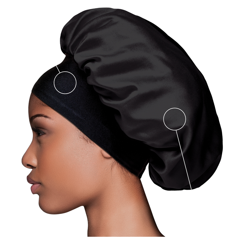 Evolve Satin Wide-Edge Black Bonnet