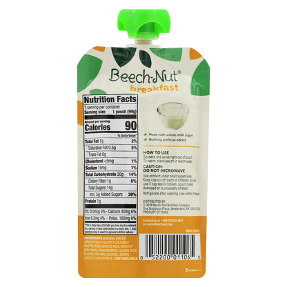 Beech-Nut Yogurt, Banana, Strawberry Breakfast On-The-Go 3.5oz