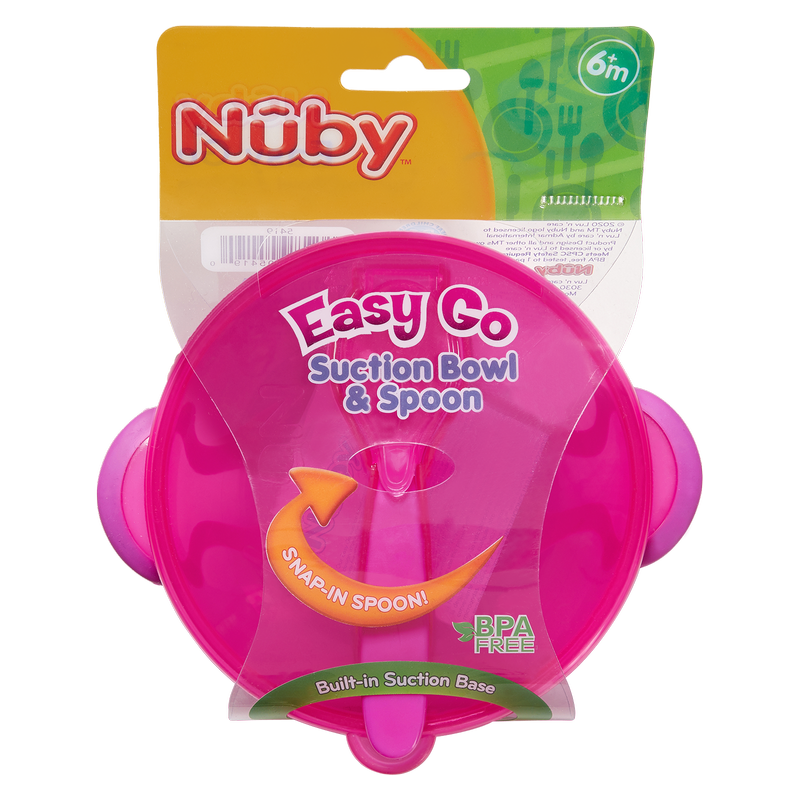 Nuby Easy Go Suction Bowl with Lid & Snap-In Spoon
