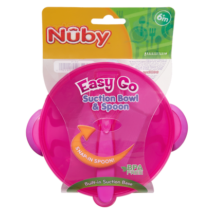 Nuby Easy Go Suction Bowl with Lid & Snap-In Spoon