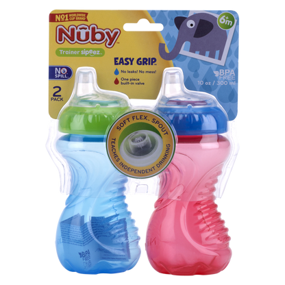 Nuby No Spill Easy Grip Trainer Cup 2ct