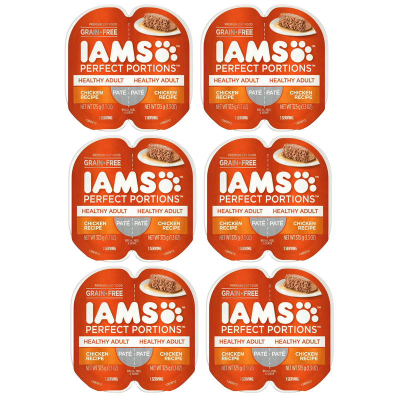 6 Ct Iams Perfect Portions Chicken Pate Adult Wet Cat Food 2.6oz